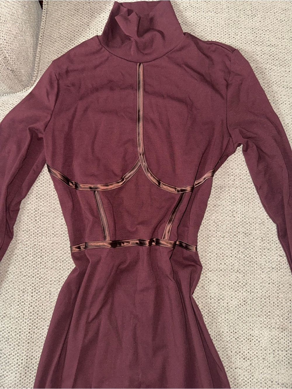 SHEIN Long Sleeve Turtleneck Bodycon Dress - Wine